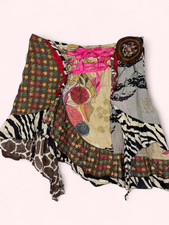 Dresses & Skirts - Savage Culture Y2K Patchwork Mini Skirt with animal print